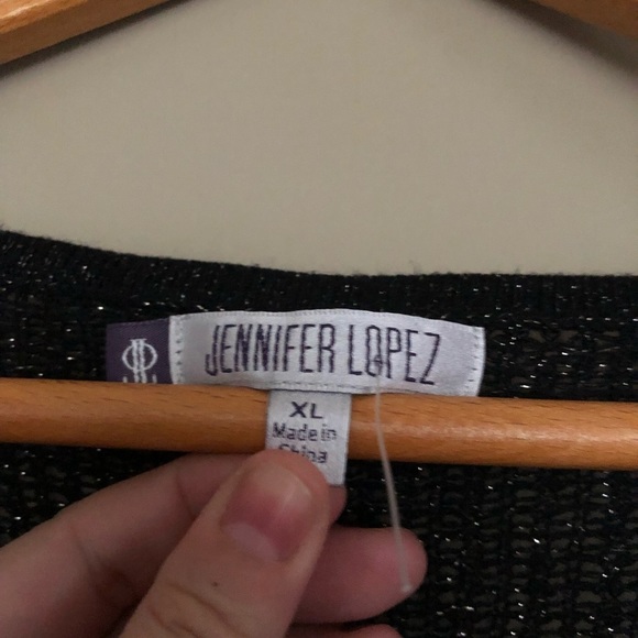 JENNIFER LOPEZ Crochet Metallic Long Sleeve Top - Picture 2 of 4